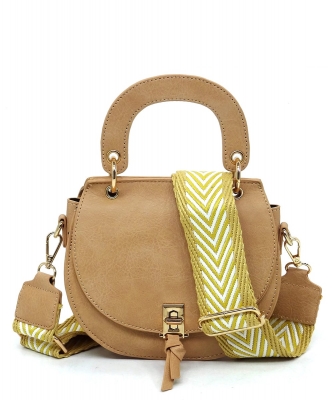 Fashion Flap Saddle Satchel Crossbody Bag GL0074 TAUPE